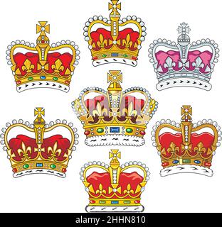 Britain Heraldic Crowns set Stock Vector
