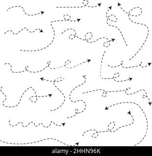 dashed line arrows vector set Stock Vector