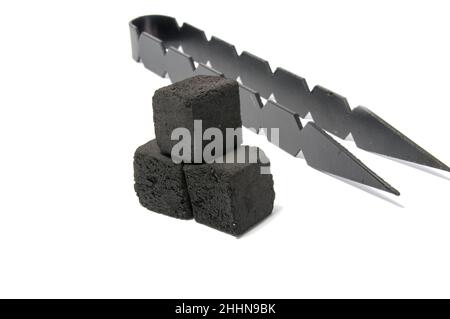 coal tonges isolated on the white Stock Photo