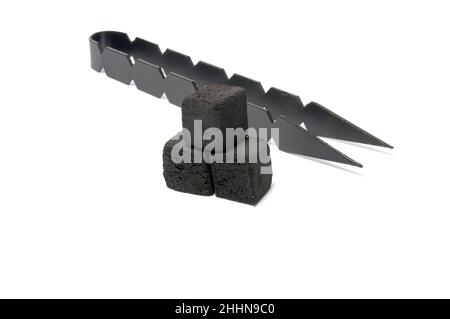 coal tonges isolated on the white Stock Photo
