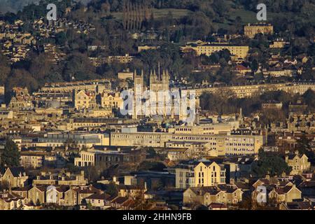 winter golden hour sunset over bath Stock Photo