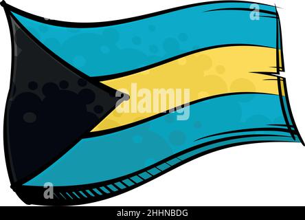 Painted Bahamas flag waving in wind Stock Vector