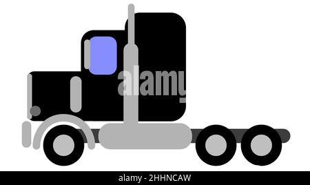 Simple vector of a black class 8 american truck without a trailer Stock Photo