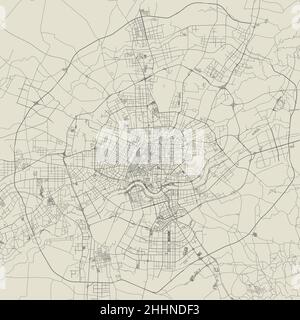 Shenyang city China municipality vector map. Sepia street map, municipality area, white lines. Urban skyline panorama for tourism. Stock Vector