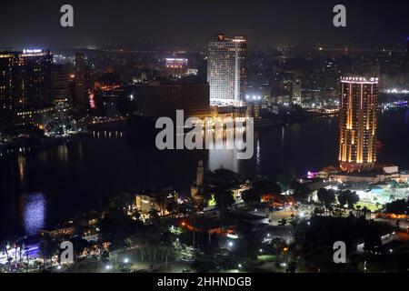Cairo. 24th Jan, 2022. Photo taken on Jan. 24, 2022 shows the night view of Cairo, Egypt. Credit: Sui Xiankai/Xinhua/Alamy Live News Stock Photo
