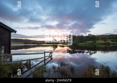 Morning at Knapps Loch Kilmacolm, Inverclyde, Scotland Stock Photo