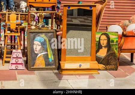 Items for sale at Glasgow Barras weekend market. Stock Photo