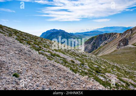 Gran Sasso National Park, View of Campo Imperatore, L’Aquila, Abruzzo, Italy, Europe Stock Photo