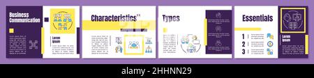 Effective business communication purple and yellow brochure template Stock Vector