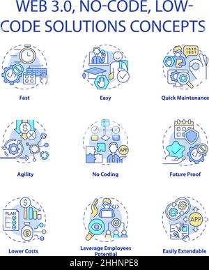 Web 3 0 concept icons set Stock Vector