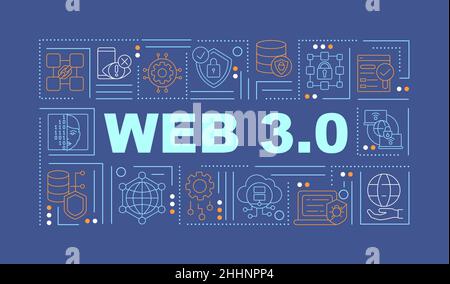 Web 3 0 word concepts navy banner Stock Vector