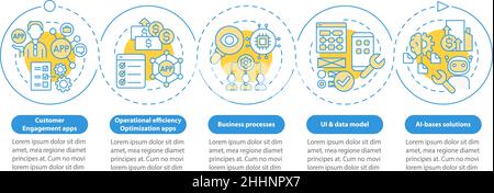 Apps to create with low code platforms blue circle infographic template Stock Vector