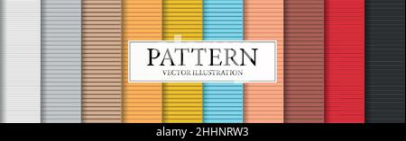 Set of 10 pcs panoramic backgrounds patterns of different colors garage doors, horizontal lines - Vector illustration Stock Vector