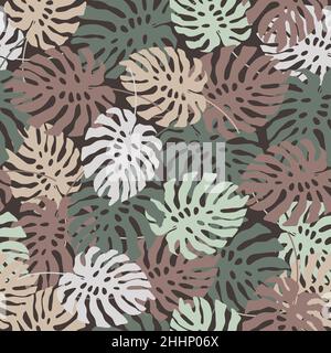 Monstera seamless pattern vector illustration for fabric and printing. Stock Vector