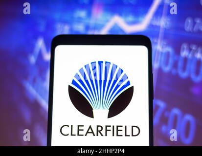 Brazil. 25th Jan, 2022. In this photo illustration, a Clearfield logo seen displayed on a smartphone screen. (Photo by Rafael Henrique/SOPA Images/Sipa USA) Credit: Sipa USA/Alamy Live News Stock Photo