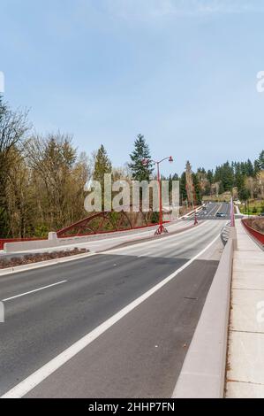 Artistic arches on the May Creek Bridge in Newcastle, Washington. Stock Photo