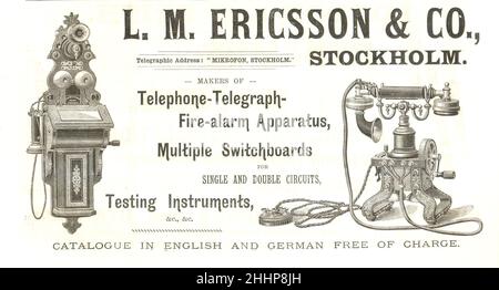 Advertisement in The Electrician March 1893 for Swedish telephones Stock Photo