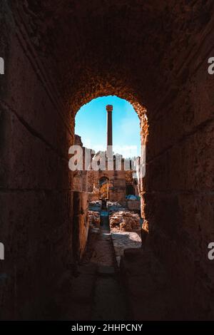 View of the Antonine Baths in the ancient city of Carthage, Tunisia Stock Photo