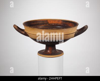 Terracotta kylix (drinking cup) mid-6th century B.C. East Greek The shape is derived from Attic Little Master cups, specifically lip cups.. Terracotta kylix (drinking cup)  240950 Stock Photo