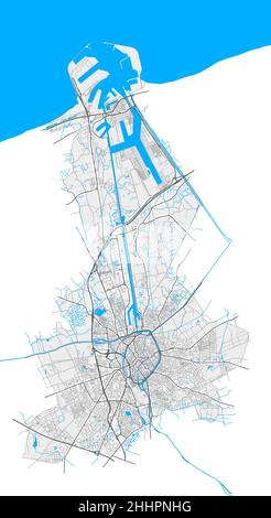 Bruges, West Flanders, Belgium high resolution vector map with city boundaries and editable paths. White outlines for main roads. Many detailed paths. Stock Vector