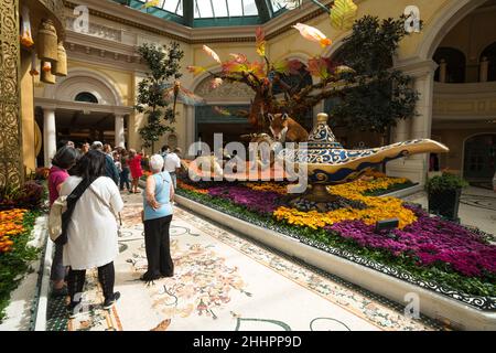 Las Vegas, USA. 26 Sep, 2019. Bellagio Hotel and Casino Indian Summer  exhibit in the Botanical Gardens. Stock Photo