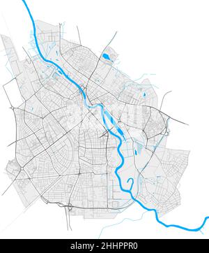 Tartu, Tartu, Estonia high resolution vector map with city boundaries and editable paths. White outlines for main roads. Many detailed paths. Blue sha Stock Vector