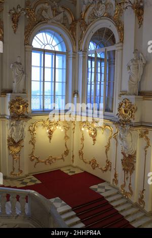 Part of main Staircase of the Winter Palace, Saint Petersburg, Russia Stock Photo