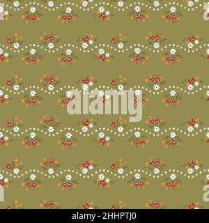 Cute hand drawn ditsy seamless pattern, lovely floral background, great for textiles, banners, wallpapers, wrapping - vector design Stock Vector
