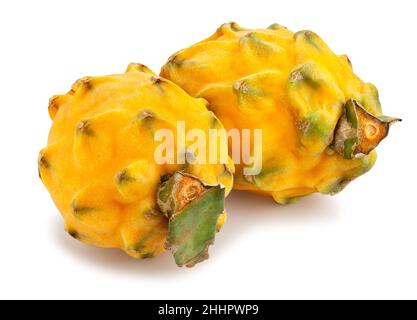 yellow dragon fruit path isolated on white Stock Photo