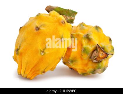 yellow dragon fruit path isolated on white Stock Photo