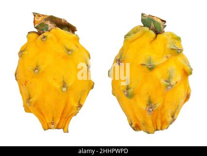 yellow dragon fruit path isolated on white Stock Photo