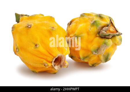 yellow dragon fruit path isolated on white Stock Photo