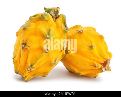 yellow dragon fruit path isolated on white Stock Photo