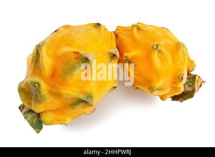 yellow dragon fruit path isolated on white Stock Photo