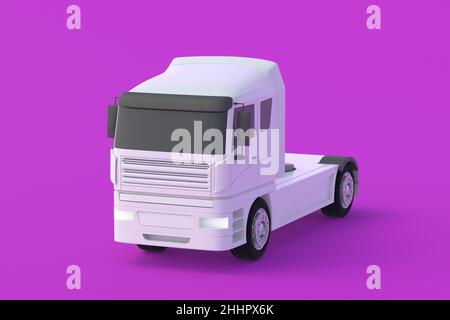 Truck on violet background. Transport company. Transportation of heavy loads. Delivery service. International transportation. 3d render Stock Photo