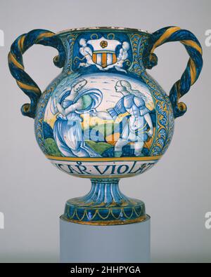 Apothecary Vase (vaso da farmacia) ca. 1515 Italian, Castelli. Apothecary Vase (vaso da farmacia). Italian, Castelli. ca. 1515. Maiolica (tin-glazed earthenware). Ceramics-Pottery Stock Photo