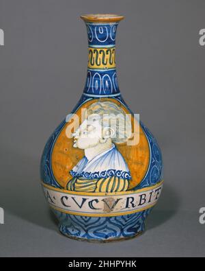 Apothecary bottle (fiasca da farmacia) ca. 1530–40 Italian, Castelli. Apothecary bottle (fiasca da farmacia). Italian, Castelli. ca. 1530–40. Maiolica (tin-glazed earthenware). Ceramics-Pottery Stock Photo