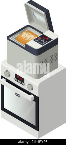 Kitchen technique icon isometric vector. New modern oven and bread maker icon. Kitchen appliance, household technic, modern technology Stock Vector
