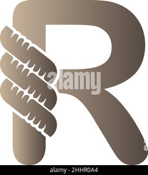 Letter  wrapped in rope icon logo design illustration vector Stock Vector