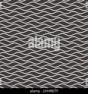 Wavy Lines Seamless Background in Black and White Color. Vector Tileable pattern. Stock Vector