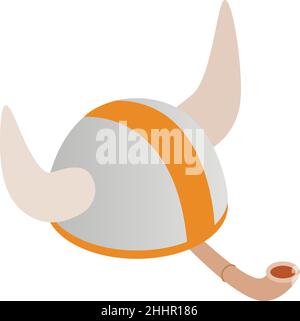 Cultural symbol icon isometric vector. Viking helmet and swiss alpine horn icon. Traditional swiss musical instrument, classic horned helmet, culture, history Stock Vector