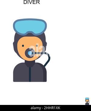 Diver Simple vector icon.Perfect color modern pictogram on editable stroke. Diver icons for your business project Stock Vector