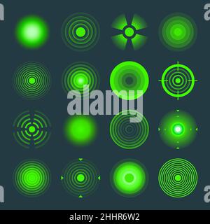 Thermal, night vision scope. Crosshair, gun sight vector icons. Bullseye, target or aim symbol. Military rifle scope, shooting mark sign. Targeting Stock Vector