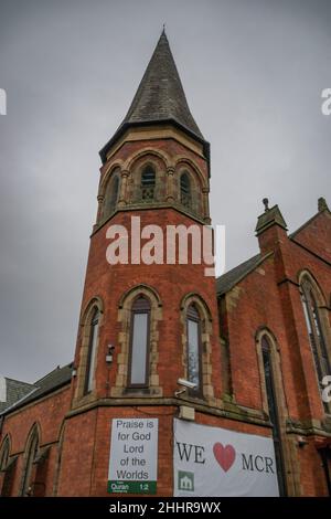 Didsbury Mosque, located in Didsbury, Manchester, with impressive architectural features, on a winter’s day. Stock Photo