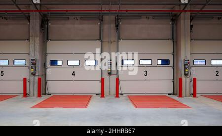 hall gate in logistics warehouse from inside - Ramp gate Stock Photo