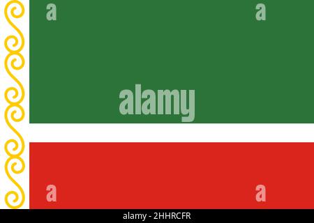Official Large Flat Flag of the Chechen Republic Horizontal Stock Photo