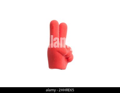 eraser in the form of a hand isolated on the white Stock Photo