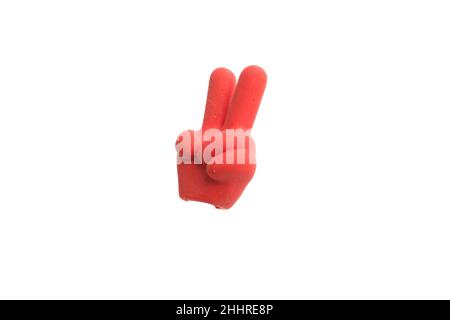 eraser in the form of a hand isolated on the white Stock Photo