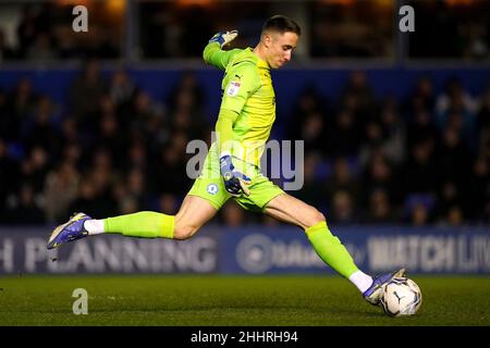 Peterborough United goalkeeper Steven Benda during the Sky Bet Championship match at St. Andrew's, Birmingham. Picture date: Tuesday January 25, 2022. Stock Photo