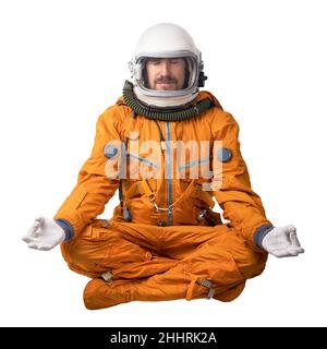astronaut meditating, isolated on white background Stock Photo - Alamy